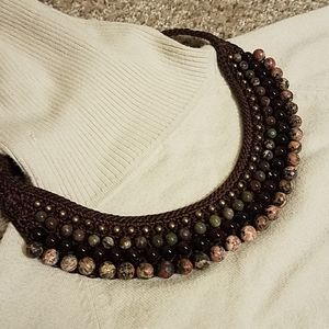 Wood beads and braided necklace